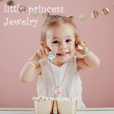 Little Girl Jewelry Set, Princess Necklaces Rings Jewelry Bracelet for Girls 3-8