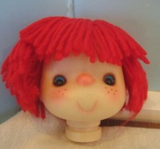 PLASTIC RED YARN HAIR HAPPY CLOWN 3" doll head PARTS