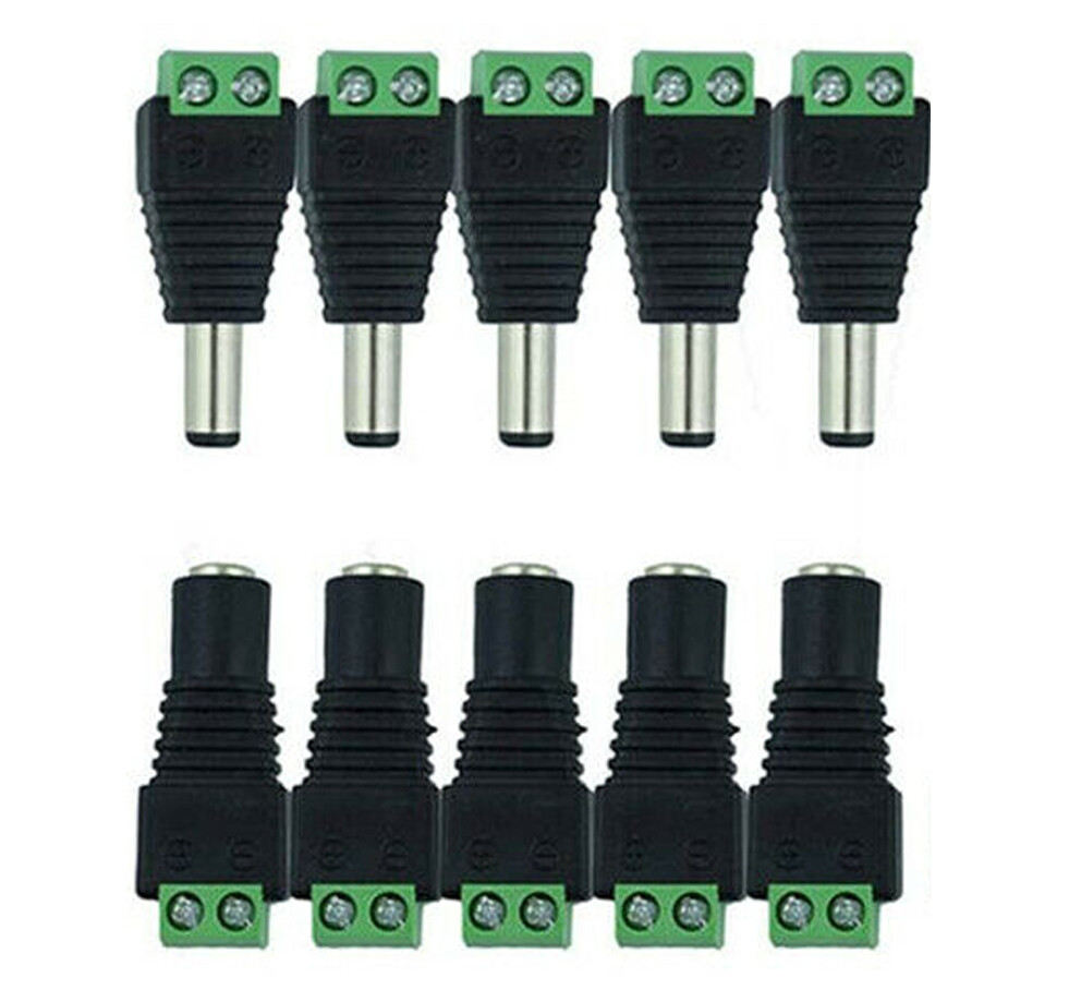 DC Jack Socket Set 10-Pack 12V DC Power Connectors - Male & Female Plug ...