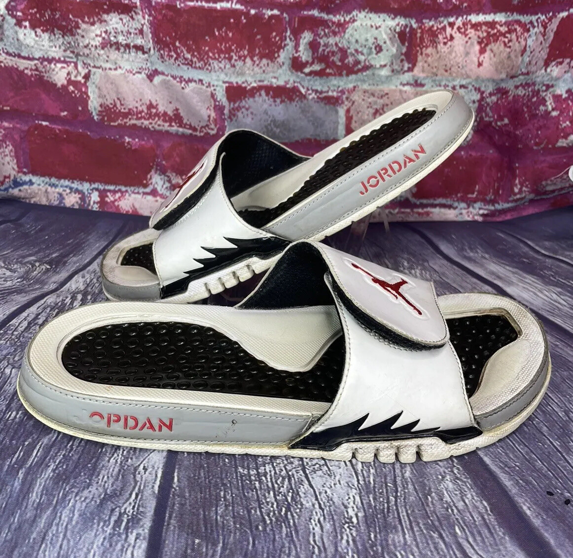 Nike Air Jordan Mens 8 Womens 9 Hydro V Slides JUMPMAN Basketball Sandals White | eBay
