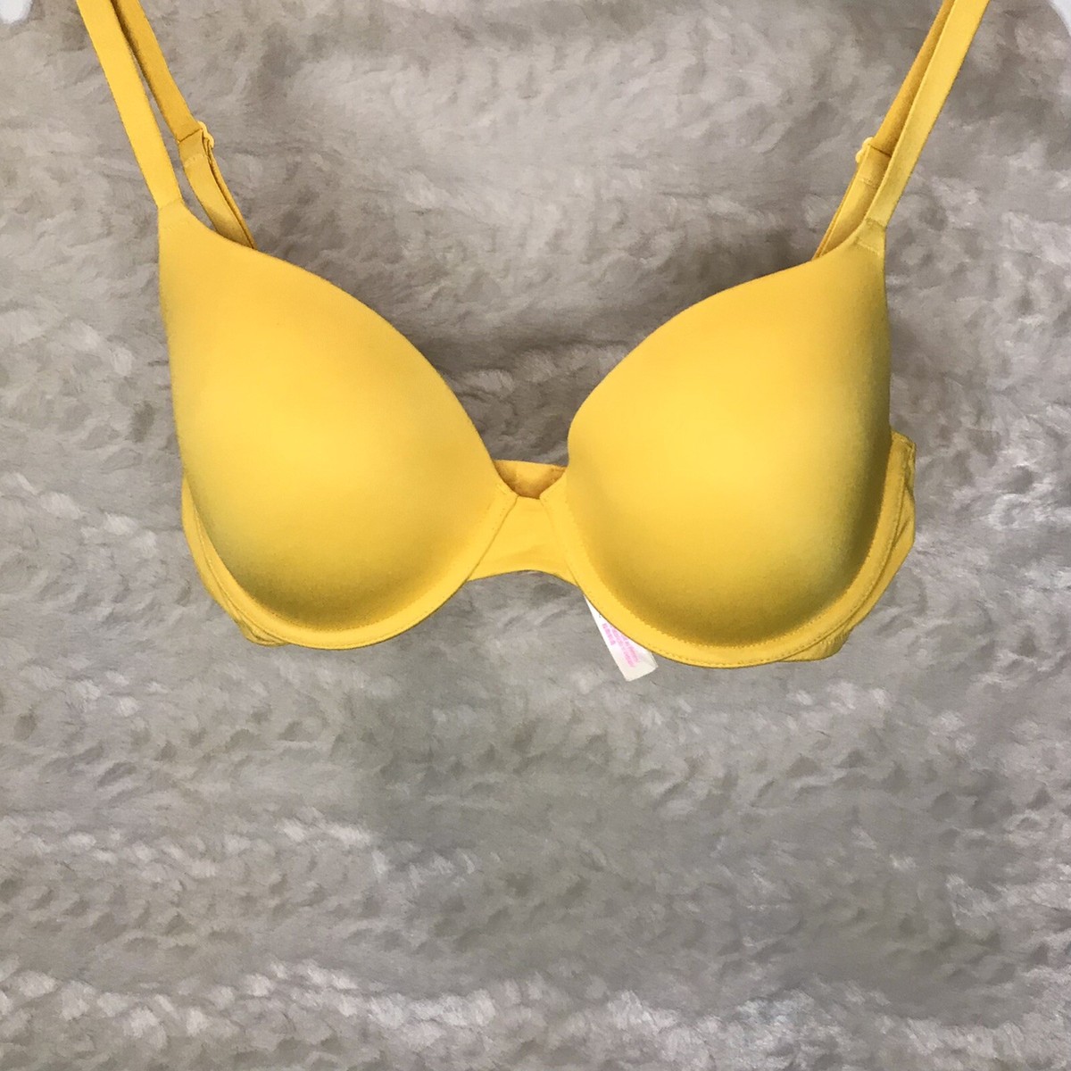 Victorias Secret PINK 34D Yellow Wear Everywhere T-Shirt Lightly