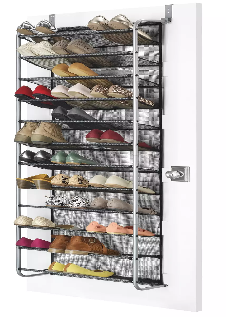 Mainstays 36 Pair over Door 12 Tier Metal Mesh Shoe Rack hanging shoe  storage US