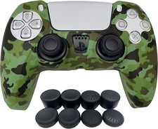 PS5 Controller Skin  Silicone Protector Cover Skin - Camo Green  8 Grip Caps