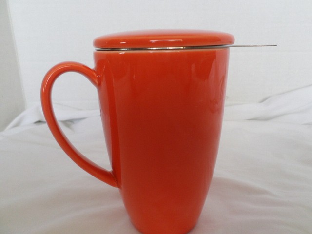 SWEESE Porcelain Tea Mug with Infuser and Lid, ORANGE 14 oz | eBay