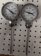 2 STAINLESS STEEL TEL-TRU 180 degree "F" TEMPERATURE GAUGES (240)