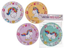 Pack of 8 Cute Unicorn Paper Plates 23cms Magical Party Tableware