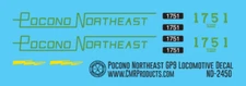 N Scale - Pocono Northeast Railroad GP9 Decals