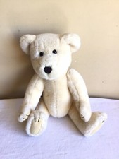 Vintage Beige Cream Sitting Teddy Bear Plush Stuffed Animal Toy 11" Tall