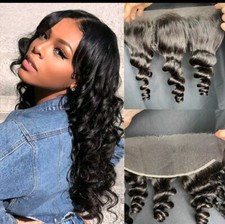 24INCH BRAZILIAN HD THIN LACE FRONTAL 13X4 EAR TO EAR LOOSE WAVES COLOUR 1B 90g