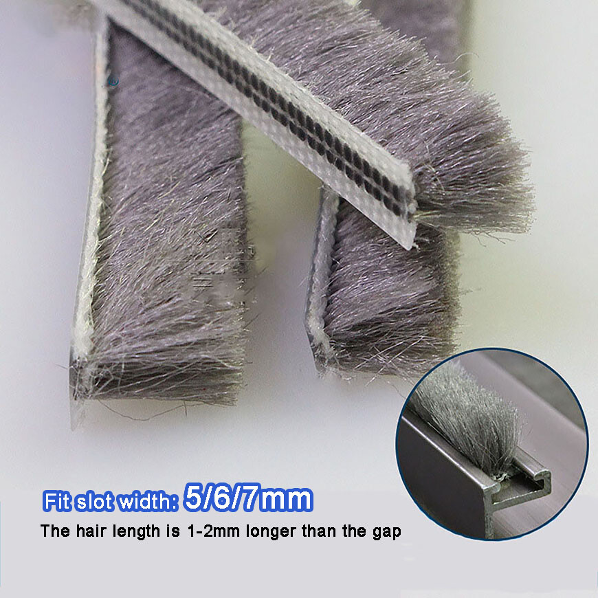 Draught Excluder Brush Pile Seal Film Window Door Sealing Strip fit 6-12mm Gap