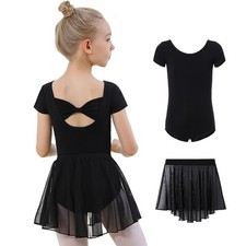 Girls Ballet Leotard with Removable Skirt Hollow Back Dance Dress