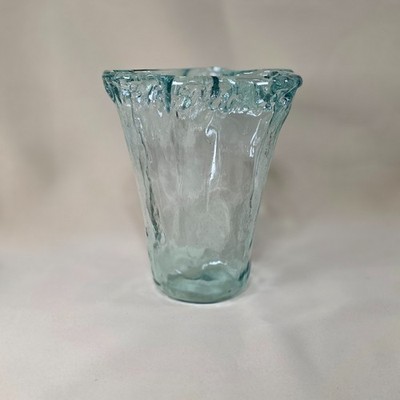 San Miguel Vidrios Recycled Hand Blown Art Glass Vase Aqua Coastal Decor 7.5''