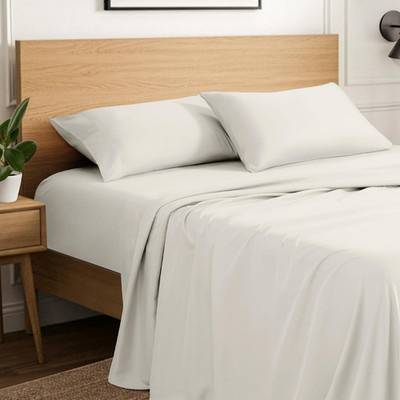Ultra-Soft Split Head Flex King Sheet Set - Cooling, Deep Pockets, Cream