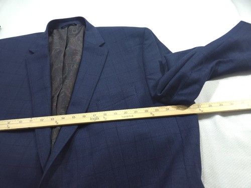 Ralph Lauren Mens Sport Coat 50L Suit Jacket Blue Dark Wool Blazer Check - Picture 5 of 11
