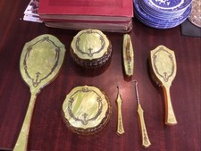 Vanity Set/ Dresser Top Vanity Set Bakelite celluloid 9 pieces total