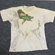 Caribbean Soul T-Shirt Mens XL White Cotton Vintage Moray Eel Graphic USA Made
