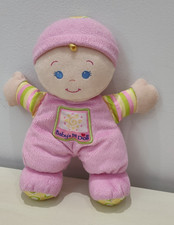 Fisher Price Baby  s 1st First Doll 10  Plush Pink Rattle Toy 2008 Sewn Features