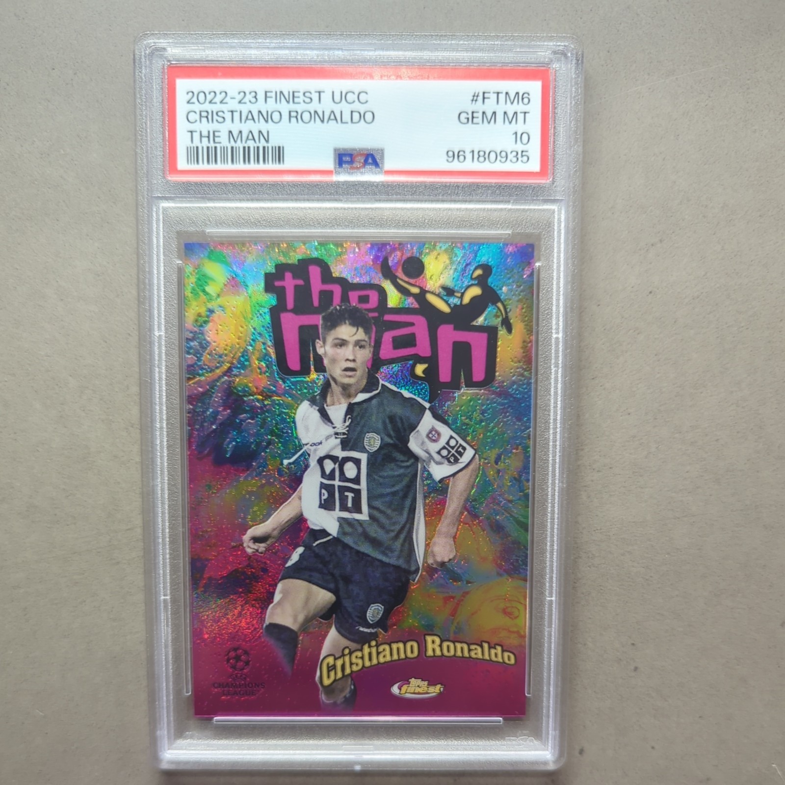 Cristiano Ronaldo 2022-23 Topps Finest Cristiano Ronaldo The Man PSA 10 SSP Goat