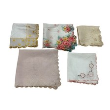 Vintage Handkerchiefs Gauzy Lot Of 5 Floral Hankies Dainty Pastels