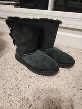 UGG Bailey Bow II Boots Black Sheepskin Size 6 195719689513