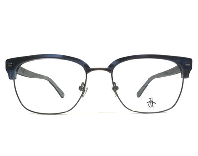 Penguin Eyeglasses Frames The Sly NV Navy Blue Silver Square Full Rim 55-18-145