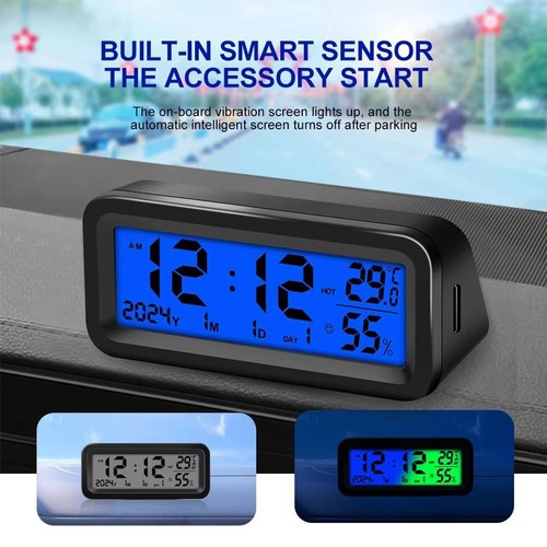 Solar Car Clock Car Night Light Electronic Clock High Temperature Resistance/ - Picture 8 of 11