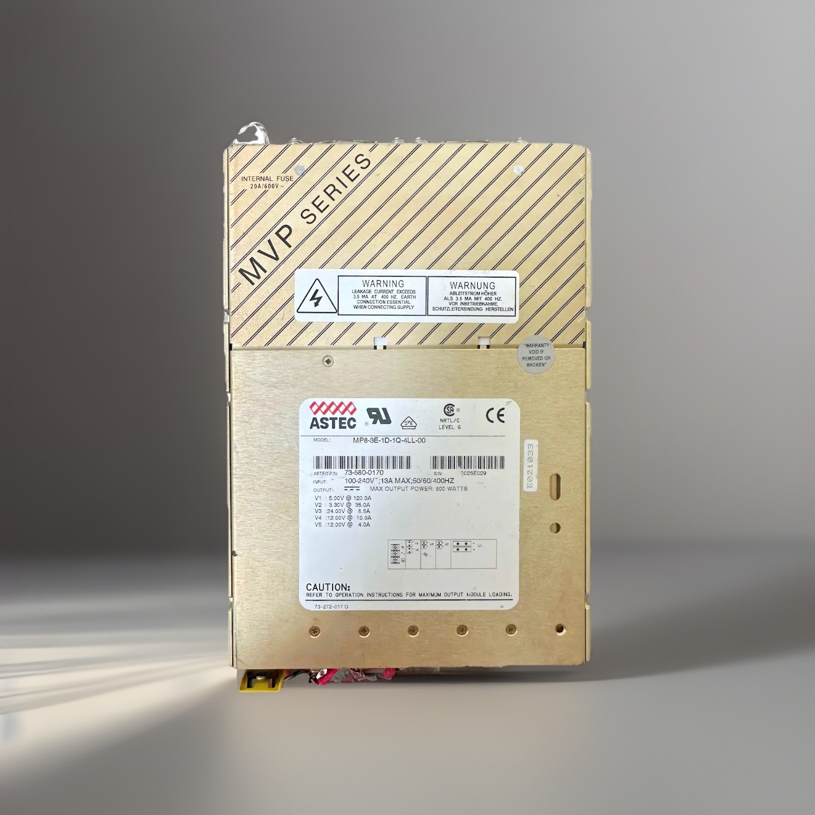 ASTEC 800W Power Supply 100-240V 13A 50-60-400Hz Universal AC Input