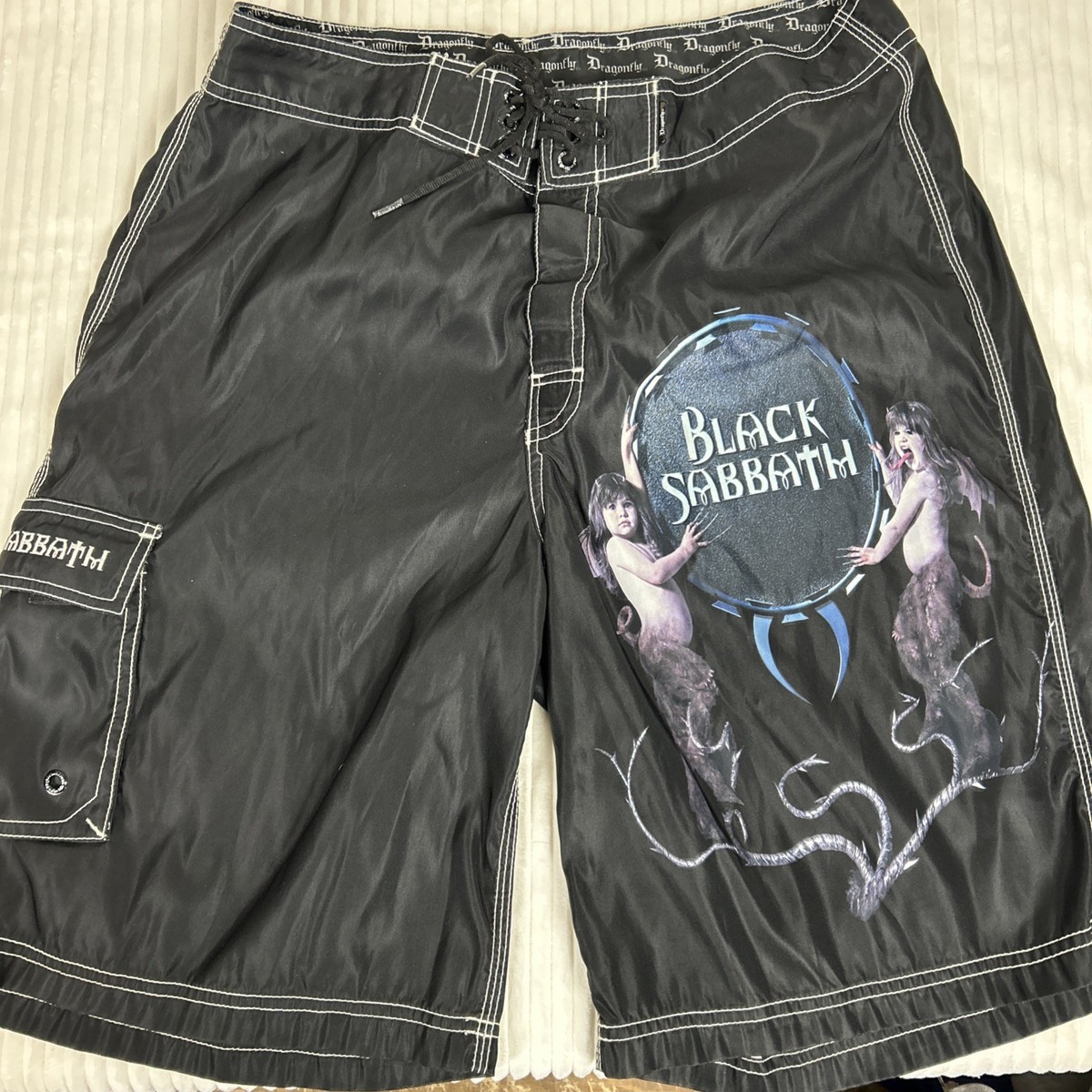 Vtg Y2K Black Sabbath Ozzy Osbourne Board Shorts Swim Dragonfly