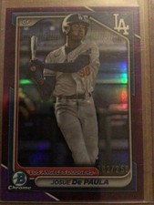 2024 Bowman - Chrome Prospects Josue De Paula #BCP-12 Purple Refractor/250