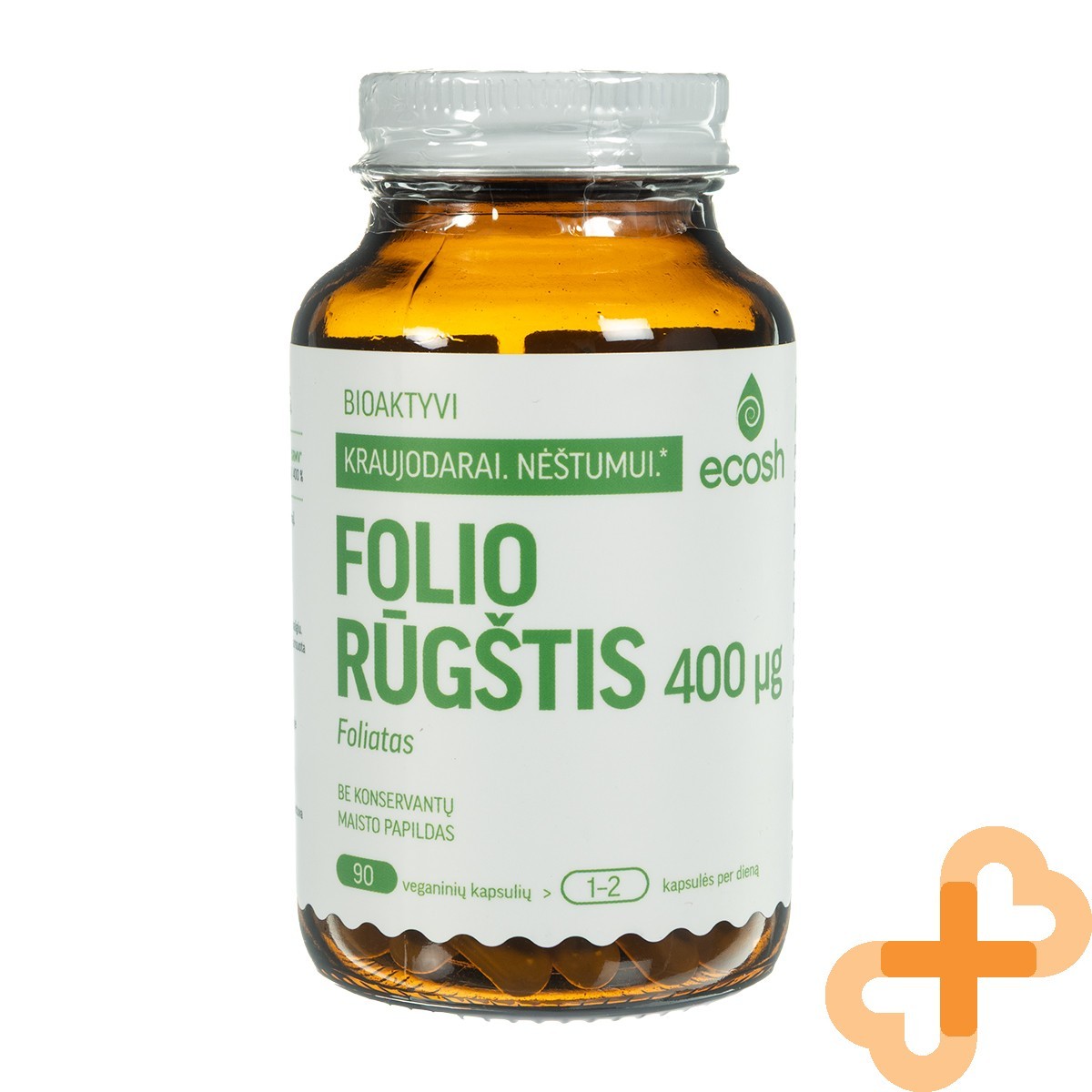 ECOSH Bioactive Folic Acid 400 mcg 90 Capsules Blood Formation Pregnancy Support