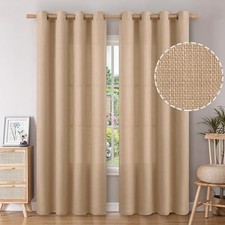 Linen Curtains for Living Room 84 Inch Length 2 52"W x 84"L Pack of 2 Tan