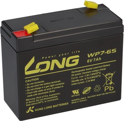 Kung Long Akku WP7-6S 6V 7Ah 7Ah Ah z.B. Handlampe Feuerwehr Euroblitz