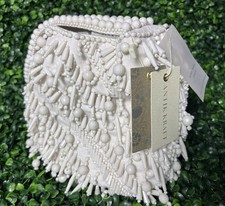 Antik Kraft White Beaded Satin Bridal Evening Bag Handbag Elegant Wedding Purse