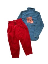 Mcdonald's Size 120-130 Vintage Mckids Denim Shirt Corduroy Pants Set Us Old Clo