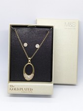 M&S Gold Plated Sparkly Earring Studs And Matching Pendant, Stunning Set