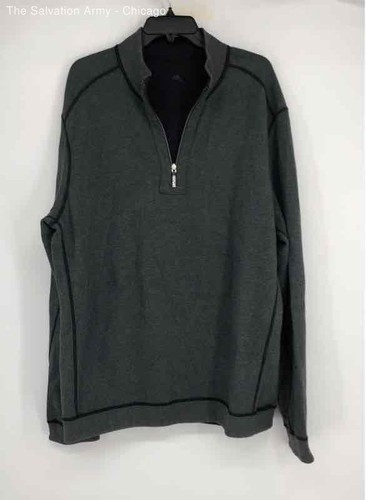 Tommy Bahama Mens Gray Black 1/4 Zip Reversible Pullover Sweatshirt Size 2X