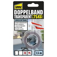 UHU Doppelband Extra Starkes Doppelseitiges Klebeband Unsichtbar 1,5 M