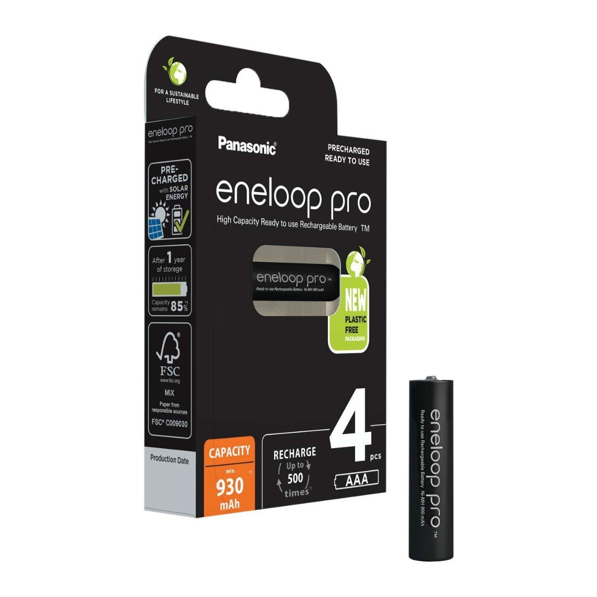 4 Pack Panasonic Eneloop Pro AAA Rechargeable Batteries for Alarm Sensors