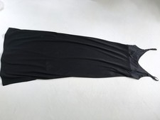 Vintage schwarzes Abendkleid Trägerkleid fließender weicher Stoff Satin Schlitz