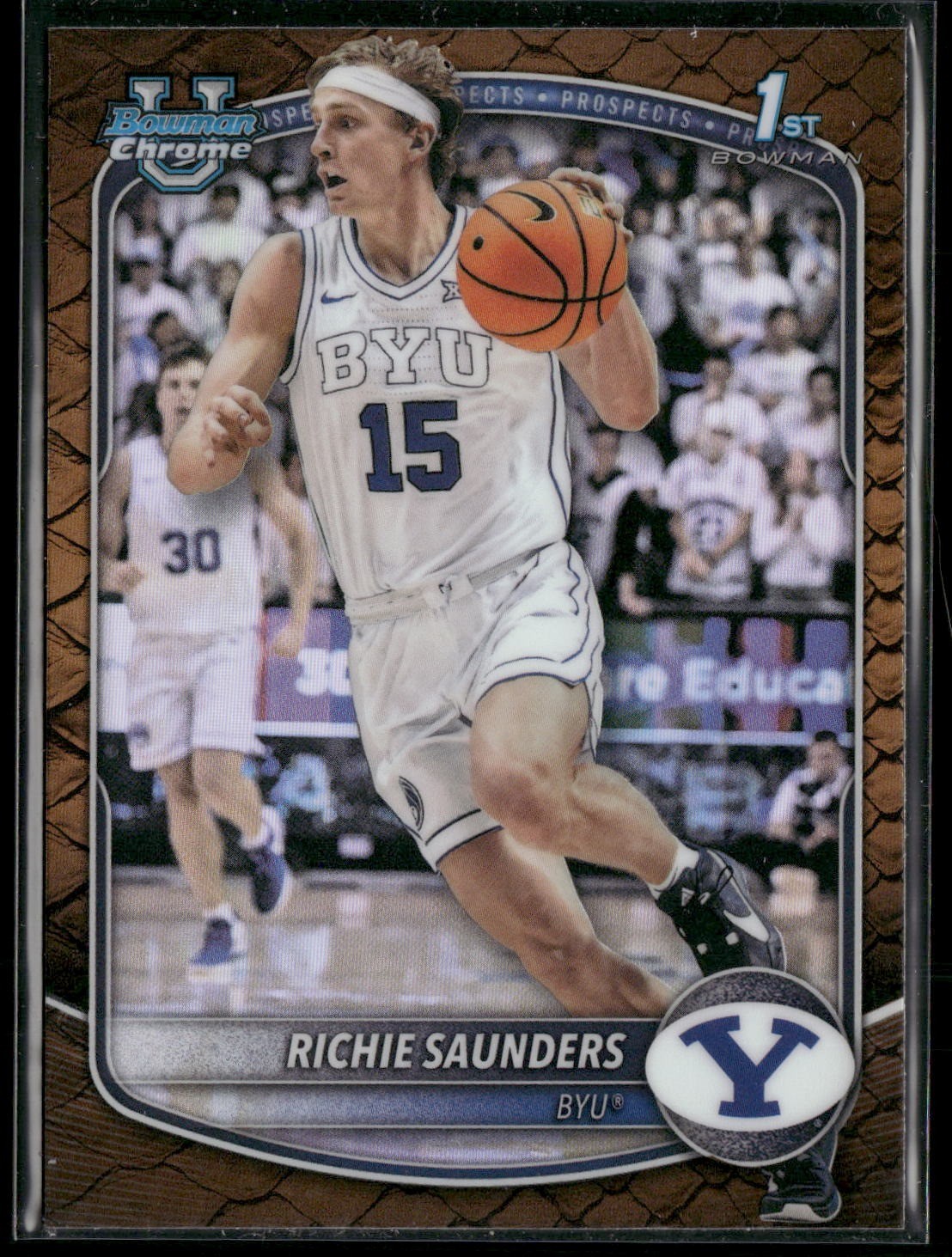 Richie Saunders Chrome Prospects Reptilian Refractor BYU 2025-26 Bowman #BCP-66