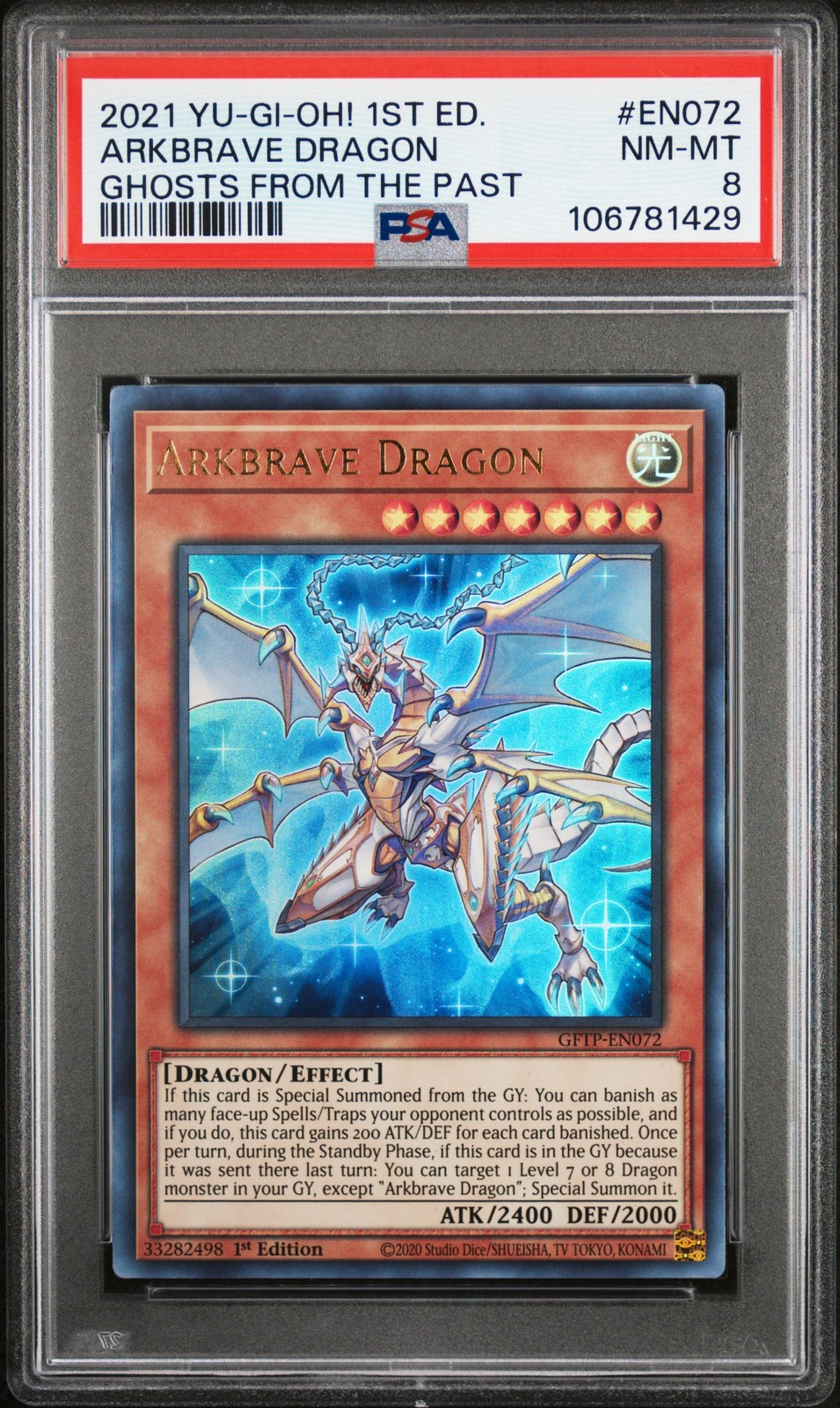 2021 YU-GI-OH! GHOSTS FROM THE PAST 1ST EDITION #EN072 ARKBRAVE DRAGON PSA 8 view 1