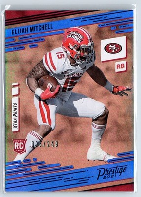2021 Panini Prestige Elijah Mitchell (RC) Xtra Points Blue Foil /249 SF 49'ers 