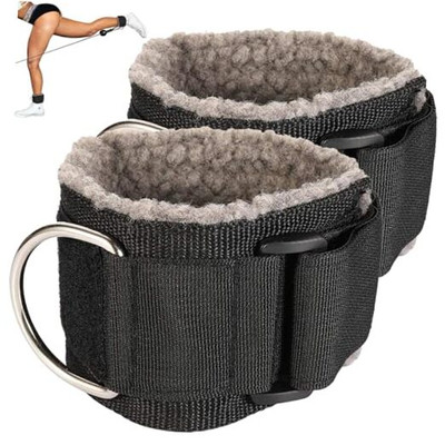  Gym Ankle Straps for Cable Machines, Adjustable Ankle Cuffs Dark Grey 2 Pack