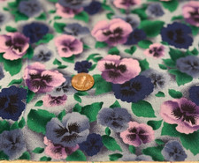 Pansies * Blue Purple Green * on Blue* Hoffman * 100% Cotton Remnant * 7" x 22"