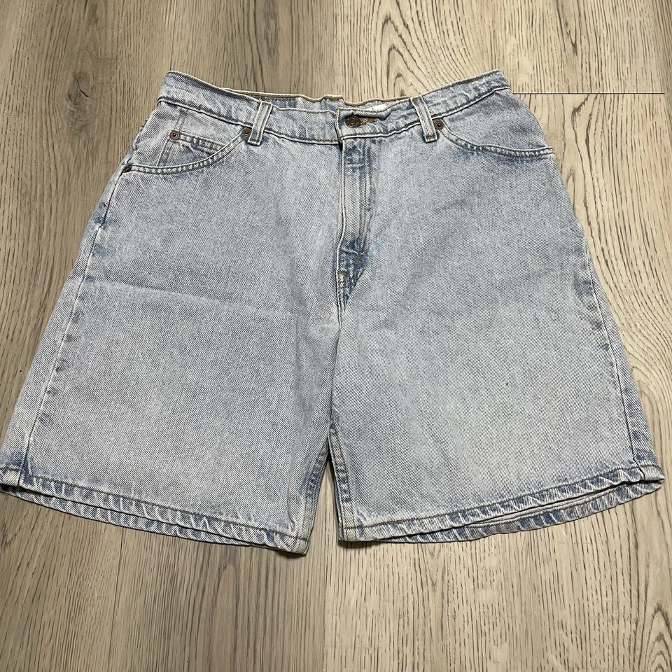 Pantalones cortos vaqueros vintage años 90 Levis 950 naranja lengüeta para mujer talla 13 calce relajado Foto 3 de 4