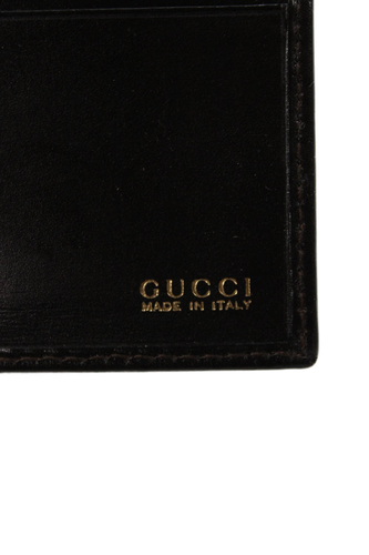 Gucci Womens Leather Gold Tone Open Front Wallet Dark Brown - Picture 11 of 11