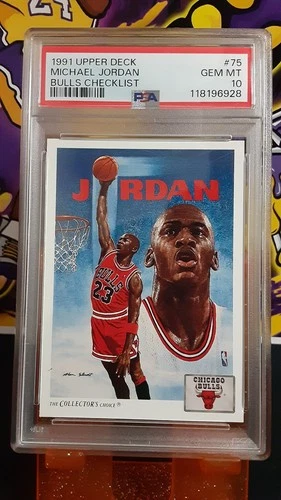 1991-92 Upper Deck #75 Michael Jordan PSA 10 Graded Card Bulls Checklist 1992