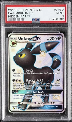 2019 POKEMON SUN & MOON HIDDEN FATES #SV69 FULL ART/UMBREON GX PSA 9