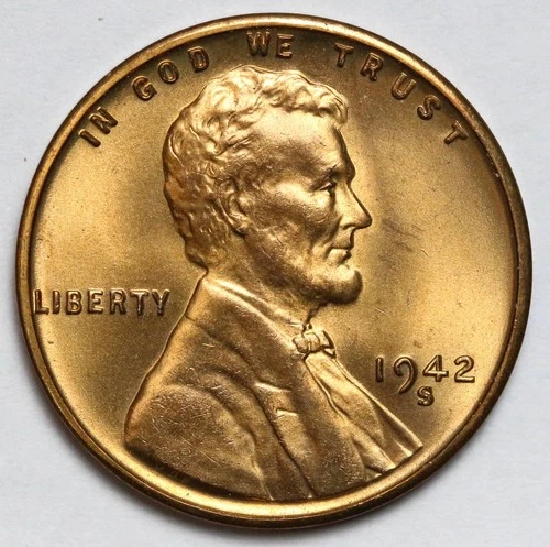 1942-S 1c Lincoln Wheat Cent RED - RAW - San Francisco Mint - Nice Coin!