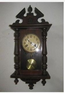 Antique Wall Clock Regulator Circa 1900 Solid Wood 8 Day Movement Includes Key